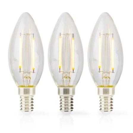 Nedis LED-lampe Pære E14 | Stearinlys | 4.5 W | 470 lm | 2700 K | Dimbar | Varm Hvid | Retro stil | 3 stk. | Klart