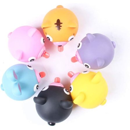 Klemmelegetøj til børn, skrigende legetøj til at frigive voksen stress, tiger kanin bjørn gris design børns vokaldokker, drenge, piger (6 stykker)