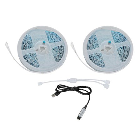 LED RGB Stripelys 5V USB-drevet fargeskiftende tapelys med knappkontroll 30m 98.4ft for soverom