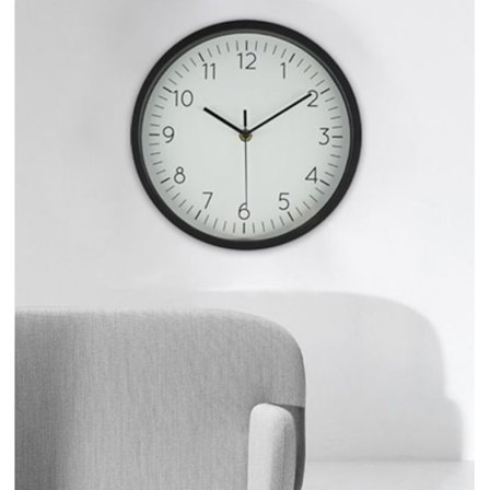 Rund veggklokke, 25 cm, lettlest, stille, batteridrevet