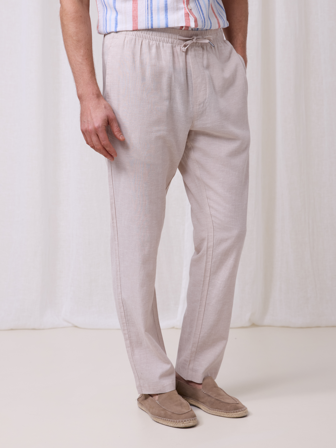 MATCH - Mike bukse i linmiks - Redford - Str. XXL - Herre - Bukser & Jeans - Beige - 55% lin, 45% bomull