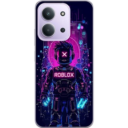 Kompatibel Mobilcover til Xiaomi Redmi 15C Roblox Cyber Core Kraftfuldt digitalt Roblox-design med lilla lys og futuristisk baggrund
