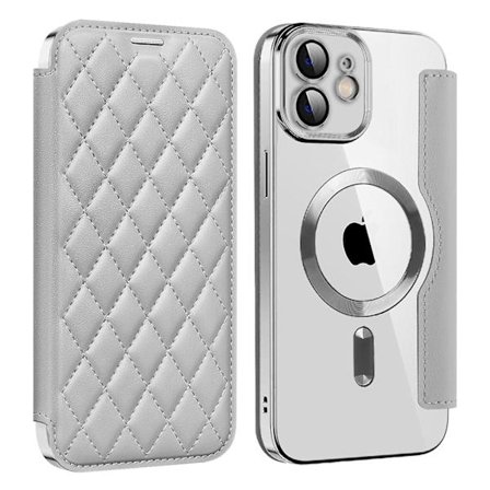 MagSafe-fodral för iPhone 12 6,1 tum med inbyggd linsfilm och RFID-blockerande skydd - Titangrå