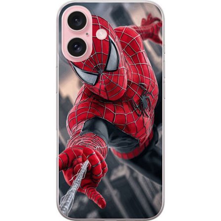 Yhteensopiva Puhelinkuori Apple Apple iPhone 16 Dynaaminen Spider-Man-kuvaus toimintanäkökulmasta, supervoimien teema liikkeen energialla ja elokuva