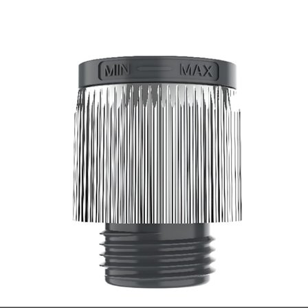 Vattenflödesregulator för duschmunstycke, duschavstängningsventil med tumstyrd kontroll