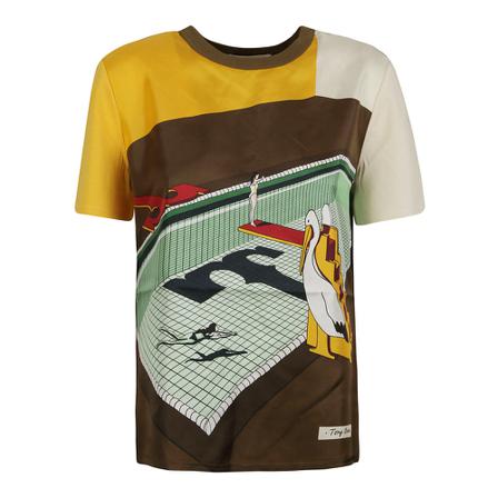 Tory Burch, Graphic Logo T-Shirt Brązowy, Kobieta, Rozmiar: L