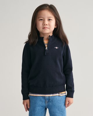 GANT - Shield bomullsgenser med half-zip til barn evening blue