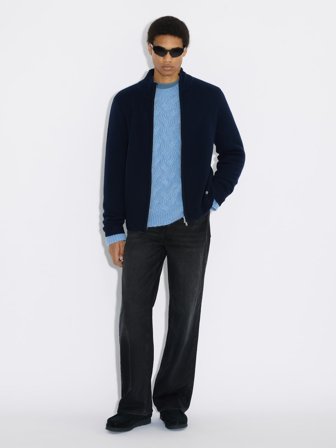 Zip-Up Wool Cardigan