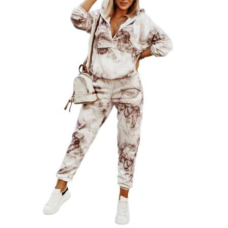 Kostym kvinnors flerfärgade printed långärmade culottes Huvtröja Smal mode Elegant pendlingsdräkt APLACK M