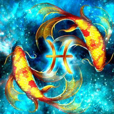 5D DIY Diamantmålning 12 Stjärntecken Dekoration Pisces