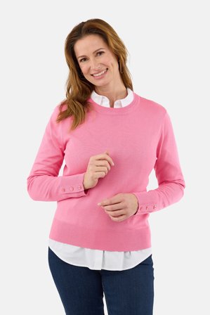 BRANDTEX - Langærmet Strik - Pink - Rund Hals