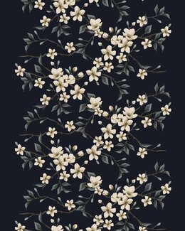 Meterware mit gedrucktem Blumenmotiv Schönheit Dunkelblau