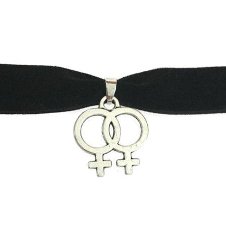 Choker - Double Female Symbol - Gay - LGBT - Velvet