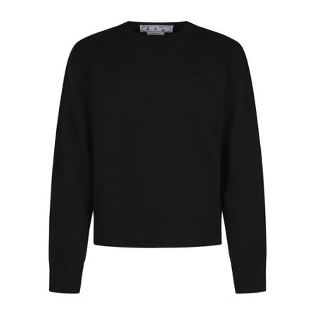 Off White, Round-neck Knitwear Zwart, Heren, Maat:M