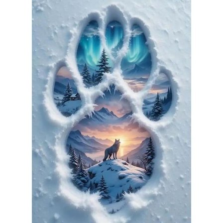 Diamond Art Kits til voksne, Ulv Diamantmaleri Kits til begyndere, Landskaber 5D DIY Runde Fuld Drill Gem Kunsthåndværk til Hjem Vægdekoration Gave