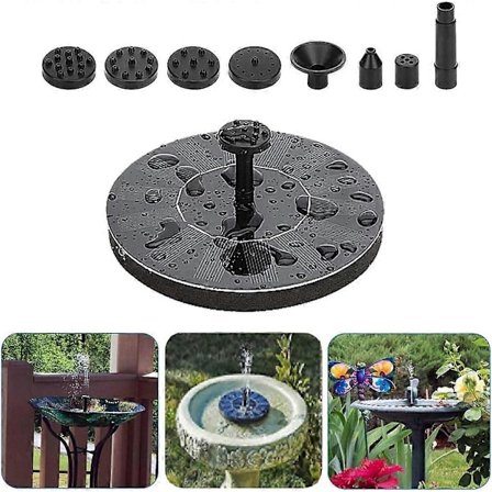 Nyt produkt, soldrevet springvand, flydende soldrevet springvandspumpe 1,5W fuglebad udendørs solcelle springvand fritstående solpanel kit Wa