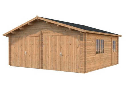 Palmako Roger Garage 29,3 m²/inv. 28,4 m², med port, brun, impr., Stugor & förråd