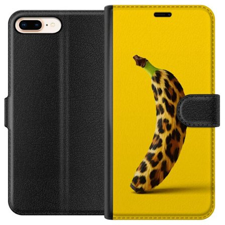 Yhteensopiva Lompakkokotelo Apple Apple iPhone 7 Plus Banaani leopardikuvioilla keltaista taustaa vastaan luovassa ja leikkisässä suunnittelussa
