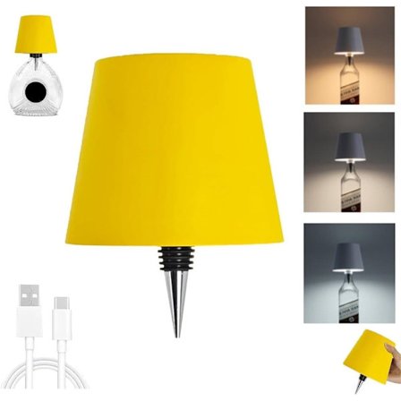 Flaskelampe med LED, dimbar bordlampe for vin- og whiskyflasker, trådløs og oppladbar_TF_TF