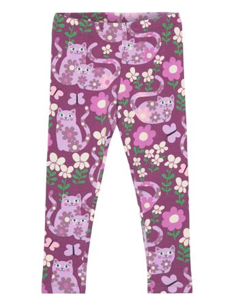 Leggings Aop Cats And Flowers Leggings Rosa Lindex*Betinget Tilbud