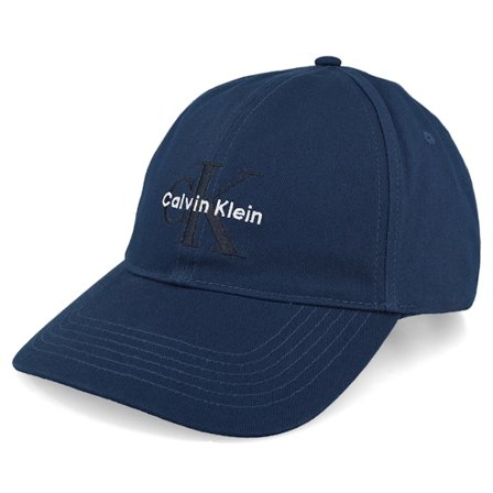 Calvin Klein - Blå unconstructed Keps - Monologo Embroidery Baseball Cap Insignia Blue Dad Cap @ Hatstore