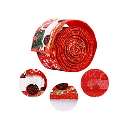Dekoband Jul röd med julmotiv 5 cm / 6 m