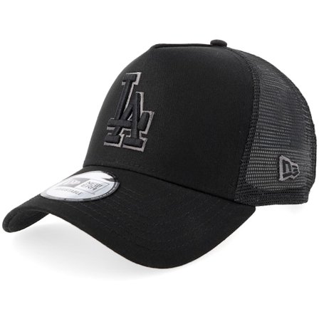 New Era - MLB Svart trucker Caps - Los Angeles Dodgers Black On Black Team Logo 9FORTY Black A-Frame Trucker @ Hatstore