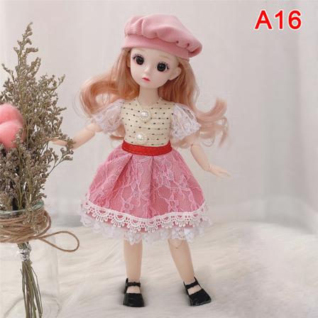 30 Cm 1/6 Bjd Docka Vinterklänning Set 21 Movable Makeup E Girl