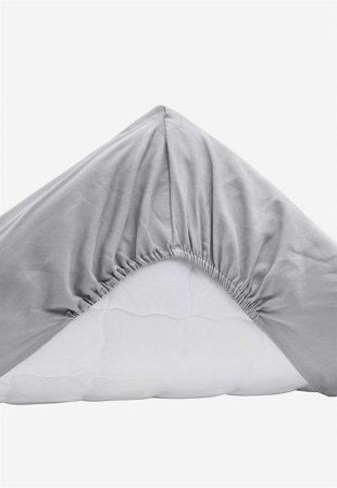 Cellbes of Sweden - Dra-på-lakan i satin Ekologisk bomull - ljusgrå - - 140 x 200 + 25 cm