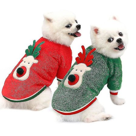 2 Söta Franska Bulldog Julklänningar för Jul, Jul Nallebjörn Höst- och Vinterkläder