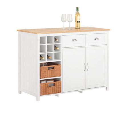 Rootz Kitchen Island - Baaripöytä - Juomapiste - Säilytyskaappi - Kumipuulevy - 120cm x 90cm x 56cm