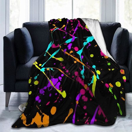 Pimeässä Hohtava Roiske Neon Heittopeitto, Kevyt Pehmeä Lämmin Mikro Fleece Peitto Olohuoneeseen, Koko 50x40in 125x100cm