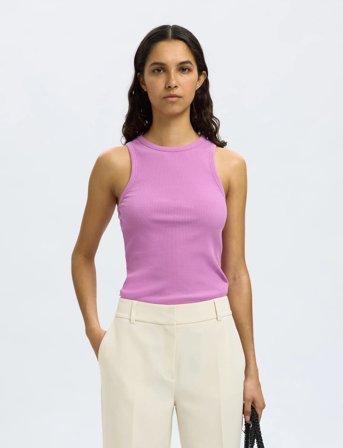 Selected Slfanna O-Neck Tank Top Noos - Purple - XS