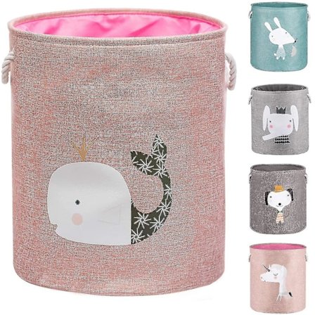 Sammenfoldelig vasketøjskurv, legetøjskurve, opbevaringskurve til børn, tøj, indretning. Sød støvtæt vasketøjskurv til kæledyr.