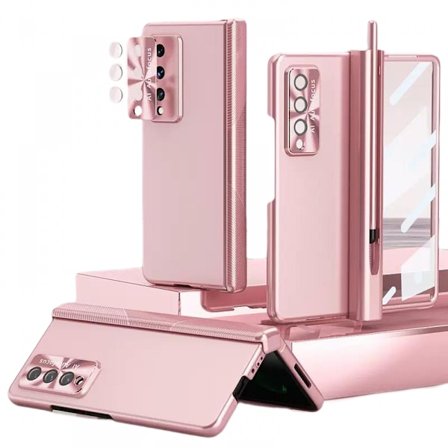 Kompatibelt Samsung Galaxy Z Fold 3 Fodral med S Pen Hållare & S Pen, Hängselskyddsfodral Galvaniserat med Skärmskydd