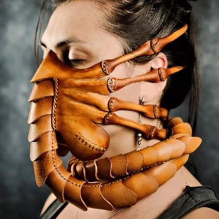 Facehugger k sin ommeltu nahkainen naamio kauhu Halloween Alien puku nahkainen skorpioni pelottava naamio Cospl