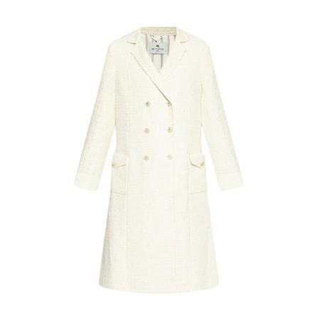 Etro Tweed Kappa beige, Dam Ullkappor, Dam, Storlek: S
