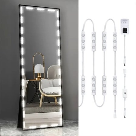 Hollywood Glam LED-sminkebordlamper, 10 fot dimbare sminkebordlamper, helkroppsspeil og baderomsspeilbelysning, plug-in gulv
