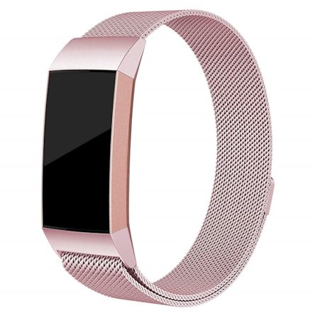 Milanese Loop Armbånd Fitbit Charge 3/4 Rosa