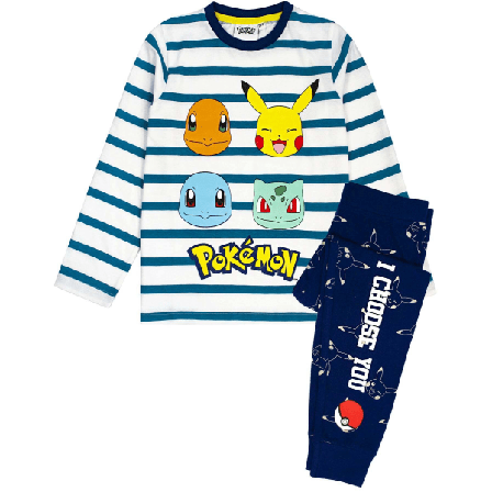 Pokemon Boys Characters Pyjamas Set 6-7 År Vit/blå/gul