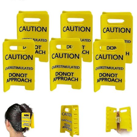 Forsiktig Overstimulert Skilt Hårklype, Humoristisk Forsiktig Skilt Hårklype, Morsomme Gule Hårklyper for Tykt Hår, Dristig Gave til Kolleger og 