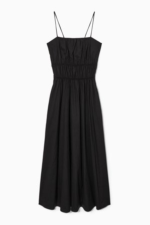 COS Women's Gathered Bustier Midi Dress in Black
