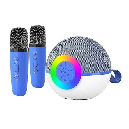 Mini Karaoke Machine with 2 Microphones, Portable Bluetooth Microphone Toys with LED Lights, Christmas Gift