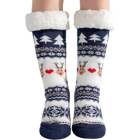 Jule-Slippersokker for Kvinner - Fluffy Sokker, Dame-Jule Sokker, Søte Varme Sengesokser, Sklisikre Vintersokker, Koselige Tykke