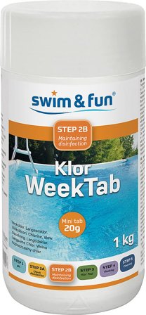 Swim & Fun Klor WeekTab 20g 1 kg, Tøj & Bolig, Husholdning, Pool & Bassiner