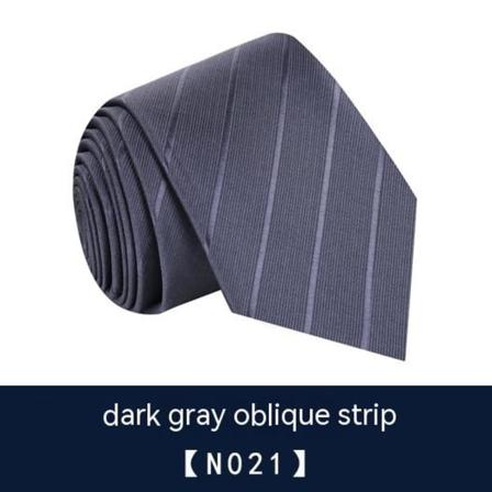 Forretningsantrekk 8CM slips, håndbundet for menn, profesjonelt mørkegrått diagonalt N021 stykke