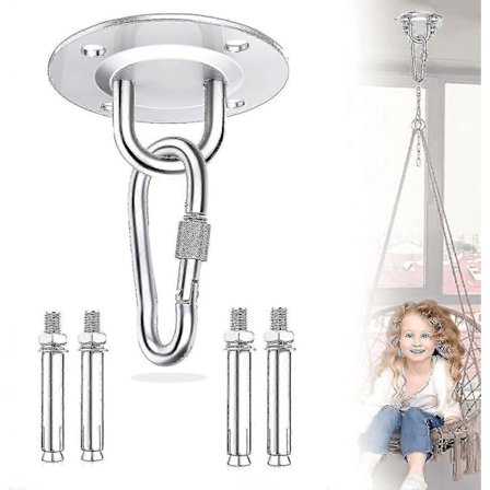 Tak Krok Oppheng Bruk 304 Rustfritt Stål 500kg Lastekapasitet Hengestolfeste I Bjelke For Huske Hengekøye Yoga Boksesekk (sølv)