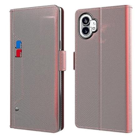 Alt-i-ett skinnmagnetisk lommebokdeksel kompatibel med Nothing Phone 1 med kortspor og støtte Pink