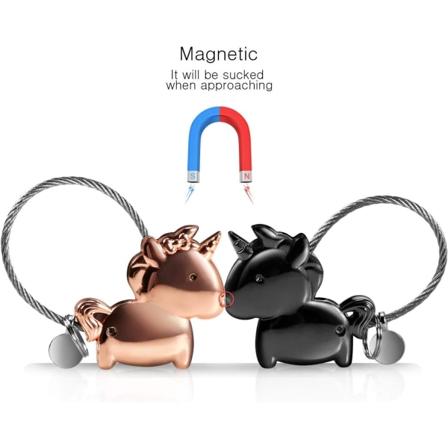 2 Par Nøkkelringer, Avtakbar Enhjørning Kjedeanheng Nøkkelring for L