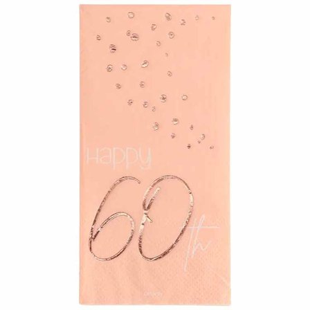 Servietter Elegant 60 år rosa 33 x 33 cm 10-pakke